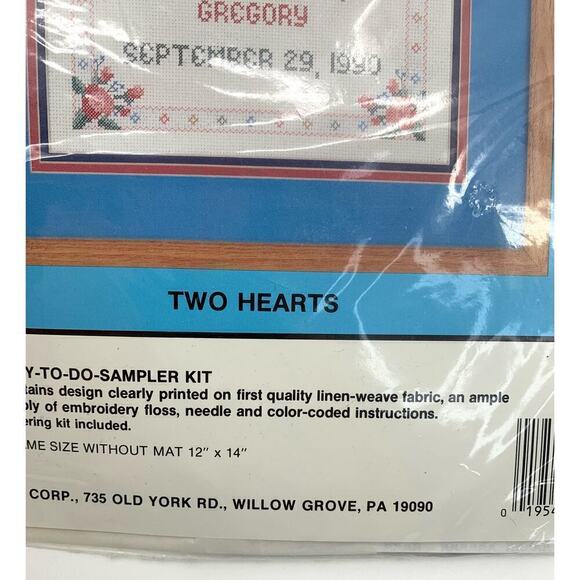 Vtg NOS 90s Needles & Hoops Marriage Themed Cross Stitch Kit “ Two Hearts”  USA - Picture 5 of 7